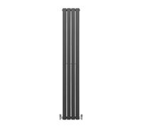 Designer Radiators 180 x 28cm Flat Panel Modern Central Heating Anthracite Grey Vertical Column Double Panel Wall Mounted Slimline Kitchen Living Room Bathroom Commercial Cleaning Brush & Fixing Kit A