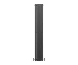 Designer Radiators 180 x 28cm Flat Panel Modern Central Heating Anthracite Grey Vertical Column Double Panel Wall Mounted Slimline Kitchen Living Room Bathroom Commercial Cleaning Brush & Fixing Kit