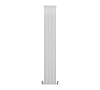 Designer Radiators 180 x 28cm Flat Panel Modern Central Heating Gloss White Vertical Column Double Panel Wall Mounted Slimline Kitchen Living Room Bathroom Commercial Cleaning Brush & Fixing Kit White