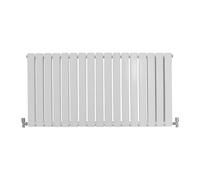 Designer Radiators 60 x 119cm Flat Panel Modern Central Heating Gloss White Horizontal Column Double Panel Wall Mounted Slimline Kitchen Living Room Bathroom Commercial Cleaning Brush & Fixing Kit Whi