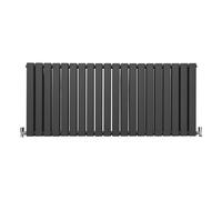 Designer Radiators 60 x 140cm Flat Panel Modern Central Heating Anthracite Grey Horizontal Column Double Panel Wall Mounted Slimline Kitchen Living Room Bathroom Commercial Cleaning Brush & Fixing Kit