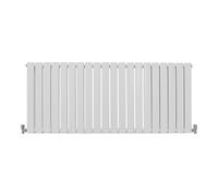 Designer Radiators 60 x 140cm Flat Panel Modern Central Heating Gloss White Horizontal Column Double Panel Wall Mounted Slimline Kitchen Living Room Bathroom Commercial Cleaning Brush & Fixing Kit Whi