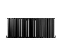 Designer Radiators 60 x 140cm Flat Panel Modern Central Heating Matt Black Horizontal Column Double Panel Wall Mounted Slimline Kitchen Living Room Bathroom Commercial Cleaning Brush & Fixing Kit Blac