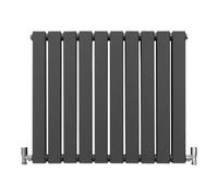 Designer Radiators 60 x 70cm Flat Panel Modern Central Heating Anthracite Grey Horizontal Column Double Panel Wall Mounted Slimline Kitchen Living Room Bathroom Commercial Cleaning Brush & Fixing Kit