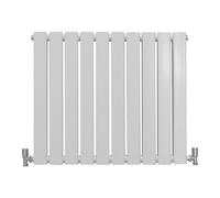 Designer Radiators 60 x 70cm Flat Panel Modern Central Heating Gloss White Horizontal Column Double Panel Wall Mounted Slimline Kitchen Living Room Bathroom Commercial Cleaning Brush & Fixing Kit Whit