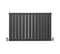 Designer Radiators 60 x 91cm Flat Panel Modern Central Heating Anthracite Grey Horizontal Column Double Panel Wall Mounted Slimline Kitchen Living Room Bathroom Commercial Cleaning Brush & Fixing Kit 
