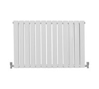 Designer Radiators 60 x 91cm Flat Panel Modern Central Heating Gloss White Horizontal Column Double Panel Wall Mounted Slimline Kitchen Living Room Bathroom Commercial Cleaning Brush & Fixing Kit Whit
