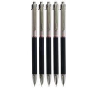 Designer Retractable Ballpoint Pens, BLACK, Fine Point (0.7mm), Pack of 5, Metal Body, Smooth Ball Pens, Perfect for School Office Home Use, iZOFAX Black Ball Pen