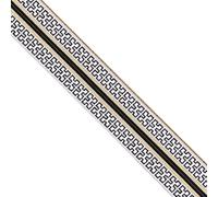 Designer’s Shop JR 775 Athena Key Luxe Jacquard Trim - 1-3/4” x 5 Yards - Black, White & Gold Woven Border Ribbon for Sewing, Decor, Crafts