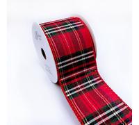 Designer’s Shop Red & Green Tartan Plaid Wired Edge Ribbon - 2.5" x 10 Yards - Holiday Craft & Gift Wrap Ribbon - WR 63-5223