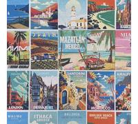 Designer Showcase Digital Print Cotton Rich Linen Vintage Look Quilting Craft Project Cushion Curtain Furnishing Upholstery Home Fabric | 55" - 140 cm Wide (per Metre, Postcards)