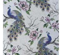 Designer Showcase Digital Print Cotton Rich Linen Vintage Look Quilting Craft Project Cushion Curtain Furnishing Upholstery Home Fabric | 55" - 140 cm Wide (per Fat Quarter, Peacock Garden)