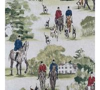 Designer Showcase Digital Print Cotton Rich Linen Vintage Look Quilting Craft Project Cushion Curtain Furnishing Upholstery Home Fabric | 55" - 140 cm Wide (per Fat Quarter, Hunting Scene)