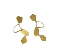 Designer Small Broken Mirror Irregular Polygon Mother Shell Earrings S925 Sterling Silver Simple(Goldenpair)
