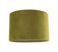 Designer Soft Velvet Olive Green Fabric Round 30cm Drum Lamp Shade | for Lounge Bedroom Dining Room etc | Inner Cotton Lining by Happy Homewares