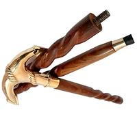 Designer Spiral Stick Brass Solid Brass Ship Anchor Head Handle Vintage Style Wooden Walking Shaft Cane Stick Nautical Gift