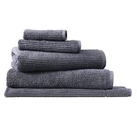 Designer Style Sheridan Living Textures Ribbed Stripes Pattern Pure Cotton Bath Mat, Granite - 60 x 90cm
