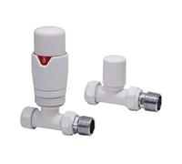 Designer Twin Pack TRV Thermostatic Radiator Valves White Straight