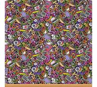 Designer Upholstery Fabric for Chairs,Design Objects Outdoor Fabric by The Yard,Hippie Graffiti Doodles Style Fabric for Upholstery and DIY Projects,1 Yard,(L92*W150cm) Colorful