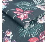 Designer Utopia Navy Wallpaper Paste The Wall Vinyl Green Floral Tropical Glitter Birds