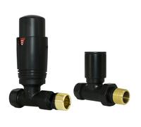 Designer Valves Black Straight 15mm x 1/2" Thermostatic Radiator Pack