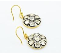Designer Very Elegant Polki Diamond Sterling Silver Handmade 14K Gold Plated Earring For Women Diamond Drop Dangle Earring For Beloved