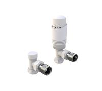 Designer White Thermostatic Radiator Valve TRV Twin Pack - Angled