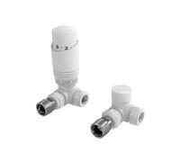 Designer White Thermostatic Radiator Valve TRV Twin Pack - Corner