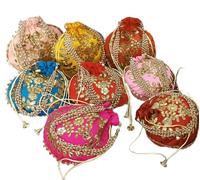 Designer Women Potli Bags - Rajasthan batwa for Wedding and Parties - Indian Ethnic Designer Embroidered Silk Pouch Bag, Pink