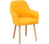 Designer Yellow Kitchen Dining Chairs Stylish Cafe Clubhouse Lounge Chairs with Wooden Accents Comfortable Cloth Upholstery for Home or Hotel Use