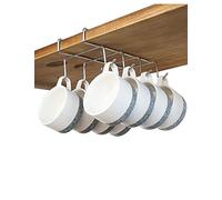 DesignerBox Under Shelf Mug Holder, 304 Stainless Steel 8 Hooks Cup Rack Under Shelf Hanging Drying Coffee Mug Holder Rack, Fit for the Cabinet 1.1" or Less (8 hooks / 1.1")