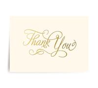 DESIGNERGREETINGS Bulk Blank Thank You Cards for Any Occasion, Gold Foil Embossed Script (100 Foil-Embossed Thank-You Notes and Envelopes), White, 100 ct (000-06920-001)
