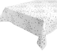 Designers 247 PVC Vinyl Decorative Christmas Silver Star Clusters Northern Star Dining Wipe Clean Oilcloth Xmas Tablecloth (190cm x 140cm Rectangle (75" x 54" inches))