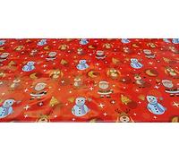 Designers 247 PVC Vinyl Table cloth Christmas Red Santa Rudolph Reindeer White Stars Jingle Bells Dining Wipe Clean Oilcloth Xmas Tablecloth (140cm Round (54" inches diameter))