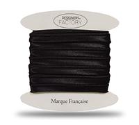 designers-factory Satin Piping Cord for Sewing and Crafts - Ideal for Fine Finishes, Place Between 2 Fabric or Edging Your Creations. (Black, 5 metres)