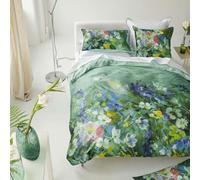 Designers Guild Gladys Blossom Printed Cotton Satin Duvet Cover, 260 x 240 cm, Medium Green
