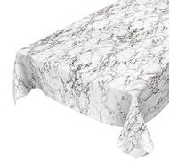 Designers247 Marble Effect PVC Vinyl Plastic Table Cloth Off White Grey Granite Stone Marble effect Dining Wipe clean Oilcloth Modern Tablecloth (Square 140cm x 140cm 54" x 54" inches)