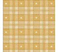 DESIGNERS247 Ochre Yellow Gingham Check Hearts PVC Tablecloth Mustard Ochre Love Hearts Checked Plastic PVC Vinyl Oilcloth Wipe Clean Party Table Cloth Protector Width 140cm - Sold by metre