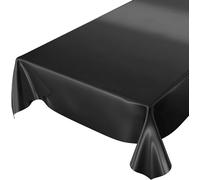 Designers247 Plain Black PVC Plastic Vinyl Table Cloth Jet Black Halloween Christmas Party Events Dining Oil Cloth (190cm x 140cm Rectangle 75" x 54" inches)