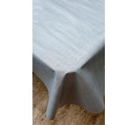 Designers247 Plain Duck Egg Blue PVC Plastic Table Cloth Blue Linen Effect Look Oil Vinyl Party Dining Table Cloth Cover Protector (Round 122cm 48" inches Diameter Circular)