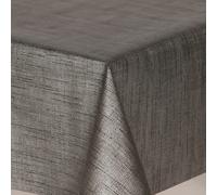 Designers247 Plain Metallic Black Textured Feel Striped Linen Look Tablecloth PVC Vinyl Plastic Oilcloth Table Cloth Water Resistant (200cm x 140cm Rectangle 79" x 54" inches)