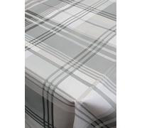 Designers247 Plain Silver Grey White Highland Check PVC Plastic Vinyl Table Cloth Tartan Checked Striped Party (210cm x 140cm Rectangle 83" x 54" inches)
