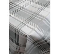 Designers247 Plain Silver Grey White Highland Check PVC Plastic Vinyl Table Cloth Tartan Checked Striped Party (120cm x 140cm Rectangle 47" x 54" inches)