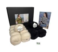 DesignEtte Crochet Kit Northern Lights 100 Percent Raw Silk and Super Kid Mohair Yarn Small Ecru/Black No-S-9314