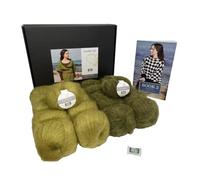 DesignEtte Crochet Kit Northern Lights 100 Percent Raw Silk and Super Kid Mohair Yarn X-Large Green Flash/Olive No-S-9314