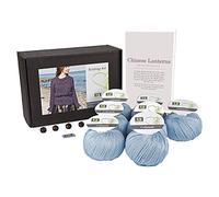 DesignEtte Knitting Kit Chinese Lanterns 100 Percent Mercerized Light Blue Egyptian Yarn Cotton Medium No-s-9114