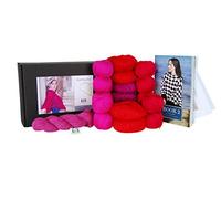 DesignEtte Knitting Kit Girl on Fire 100 Percent Mercerized Egyptian Cotton Superkid Mohair Silk and Shetland Wool Blend 2X 3X-Large Red/Pink No-s-2719, 2XL/3XL