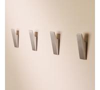 Designfactory Hamburg Adhesive Hooks | Towel Hooks Without Drilling | Self Adhesive Wall Hook Heavy Duty for Bathroom and Kitchen | Modern Design | Brushed Silver