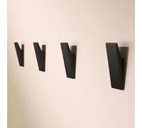 Designfactory Hamburg Adhesive Hooks | Towel Hooks Without Drilling | Self Adhesive Wall Hook Heavy Duty for Bathroom and Kitchen | Modern Design | Matt Black