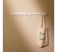 Designfactory Hamburg Coat Hooks Wall Mounted | Metal Clothes Rail | Coat Rack | Coat Hook for Wall | Modern Coat Hanger with slidable Hooks | 80 cm | Matt White